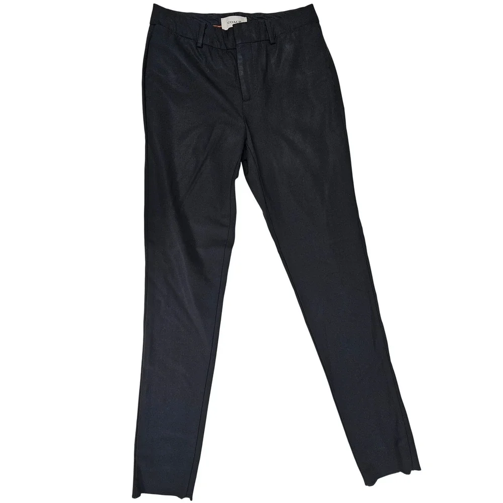 COACH 1941 Black Wool Blend Slim Fit Trousers‎ Pants Womens Size 0
